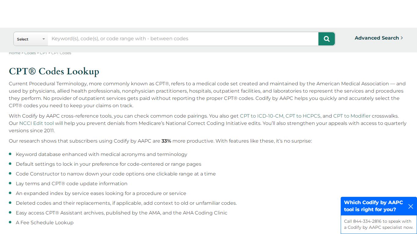 CPT Code Lookup, CPT® Codes and Search - Codify by AAPC