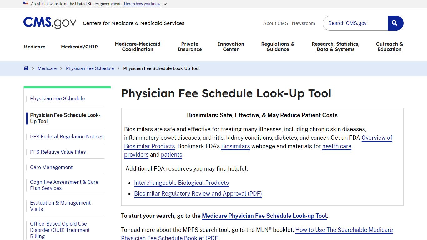 Physician Fee Schedule Look-Up Tool | CMS
